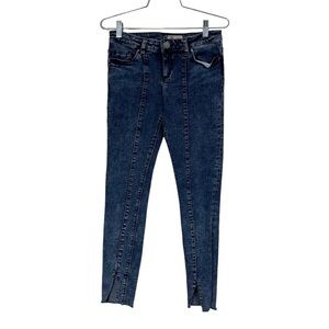 Asos Ridley Jeans 26 Blue With Front Split Seam And Vent Hem
